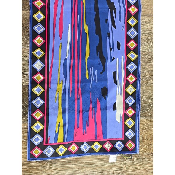 Emilio Pucci Long Neck Scarf Multicolor 100% Silk Rolled Hem Designer 65"x12.5" - Picture 5 of 8
